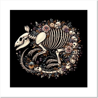 Armadillo Floral Skeleton Posters and Art